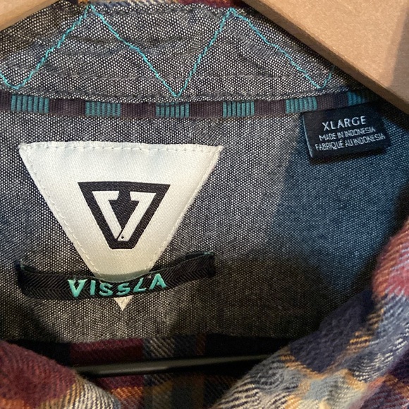 🔥EC🔥VISSLA 100% Cotton Plaid Button Down Collar Flannel Shirt. - Picture 3 of 9